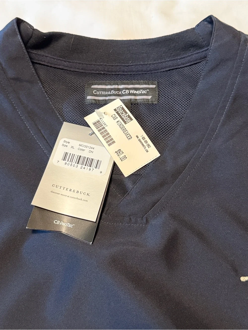 NWT Cutter & Buck CB WindTec Navy V Neck Pullover XL Golf